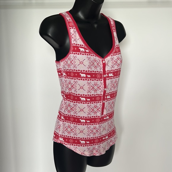 VICTORIA’S SECRET Pajama Tank Top, XS, Red Polar Bear Fair Isle Print - Picture 5 of 12